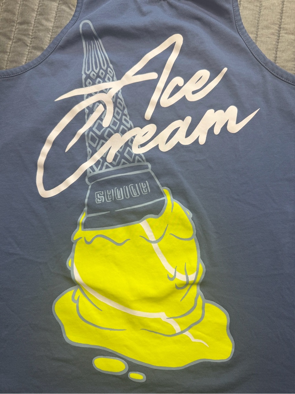 Adidas Women’s “Ace Cream” tennis Graphic Tank Top - Blue and Yellow M - Picture 2 of 7
